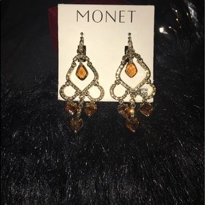 🧡 Monet Amber Stone Dangle Earrings 🧡